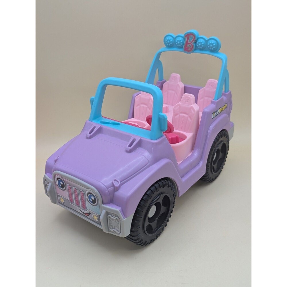 Fisher-Price Little People Barbie Beach Cruiser Purple Jeep Toy Car Music Sounds